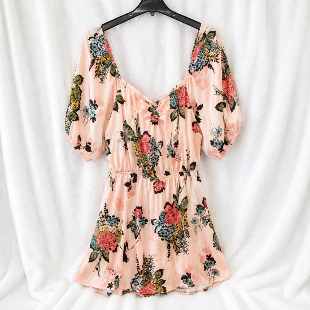 Club Soda Dress Off Shoulder Floral Size L Pink Lined Boho Cottagecore Peasant